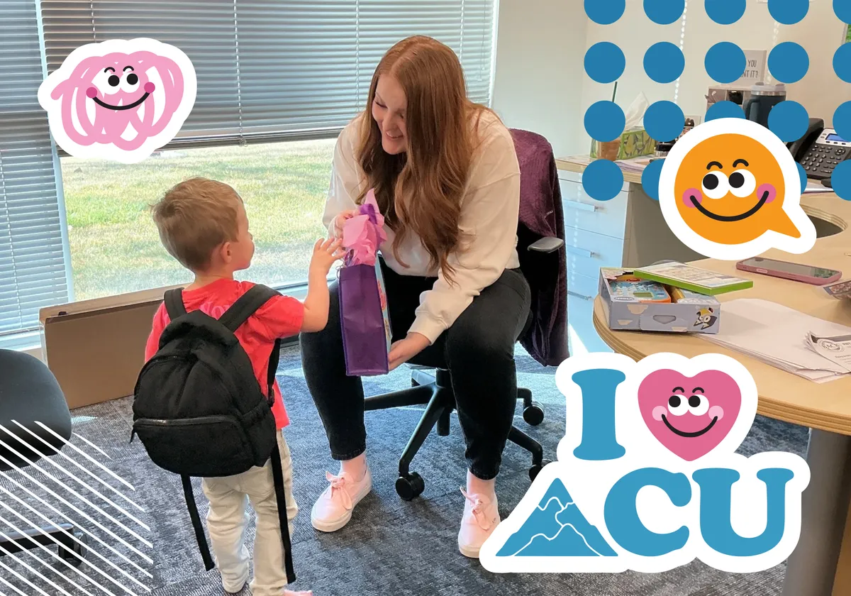 ACU therapist welcoming a child arriving at the center